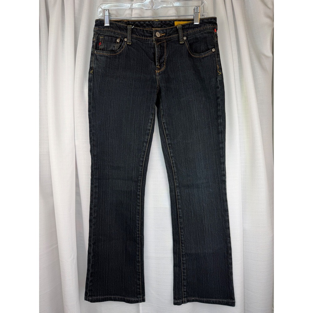 Seven7 Classic Flare Jeans Dark Wash Low Rise Stretch Denim Size 30 x 30.5